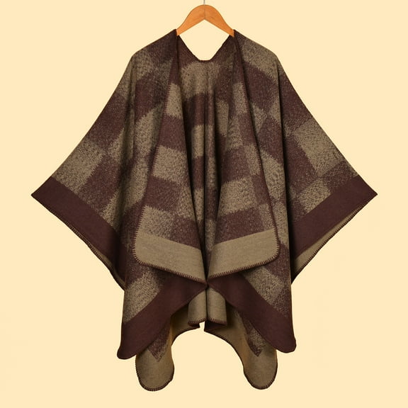 Fewfanhot Unisex Retro Style Vintage Pattern Tassel Poncho Shawl Cape Wraps Cloak for Women and Men Outerwear