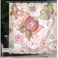 thumbnail image 4 of Ambesonne Floral Shower Curtain, Style Butterflies, 69"Wx75"L, Pink Beige Khaki, 4 of 5