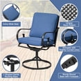thumbnail image 6 of MELLCOM Patio Swivel Chair Set of 2, Heavy Duty Outdoor Dining Chairs with Thickened Cushions, Metal Patio Chairs Gentle Rocker for Outside, Garden Lawn & Porch, Backyard, Blue, 6 of 8