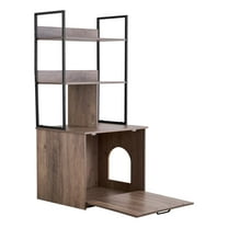 KFFKFF Cat Litter Box Enclosure Cabinet, 23.6 in Hidden Litter Box with Storage Shelves, Stylish Design, Waterproof Cat Washroom Side Table, Suitable for Most Litter Boxes, Ideal for Living Spaces