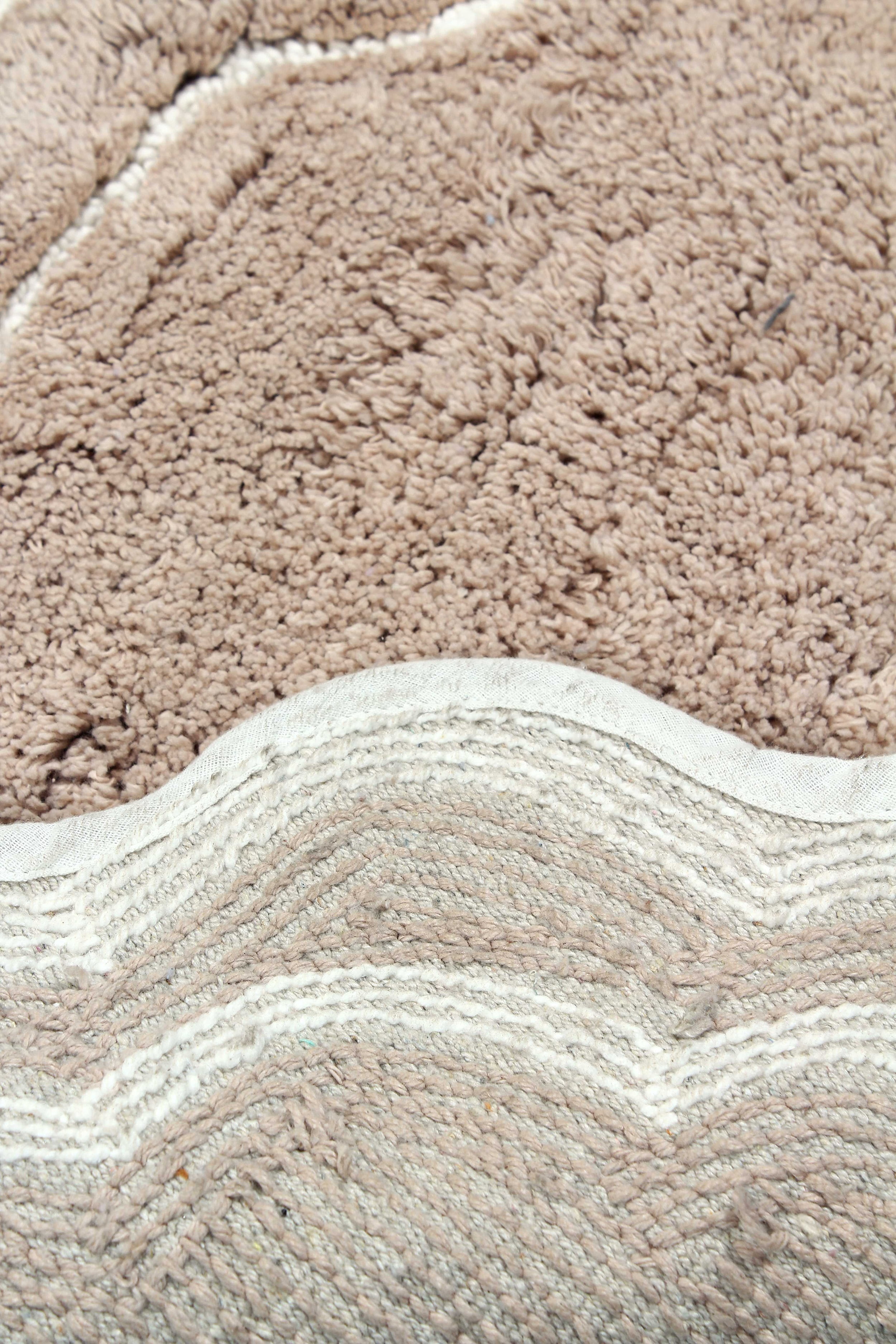 Home Weavers Allure Collection 100% Cotton Non-Slip Bathroom Rug Set Machine Washable Bathroom Rug-17"x24", Bath Rug- 21"x34", U Shaped Contour- 20"x20", Linen Color 3 Piece Bath Rug set