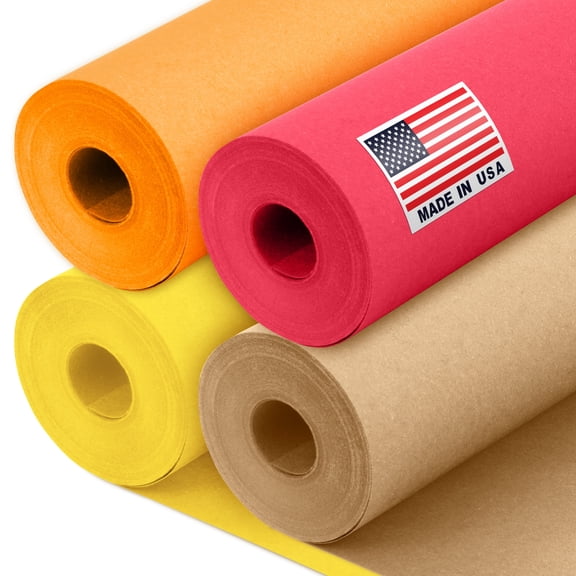 Paclord 12" x 1200" (100 ft) Thanksgiving Day Kraft Paper Rolls Set, 45 Lbs - Brown, Orange, Yellow, Red Kraft Paper - Made in USA Colored Paper for Crafts, DIY, School, Gift Wrapping