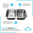 thumbnail image 6 of KBFmore 31 inch 50/50 Double Equal Bowl Stainless Steel Classic Kitchen Sink with 7 Pieces Sink Accessories, 6 of 11