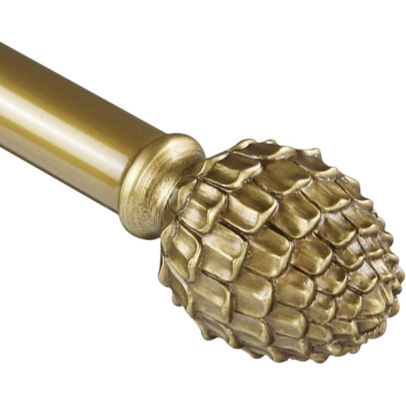 Urbanest Adjustable Single Curtain Rod Set with Pinapple Finials – 3/4-Inch Diameter, With Renaissance Gold Rod, 28–48 Inches