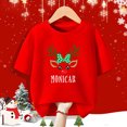 thumbnail image 4 of Camiseta roja navideña personalizada para niños, ropa de manga corta con nombre de ciervo para niños, conjunto a juego para hermanos, camisetas para niños, 4 of 5