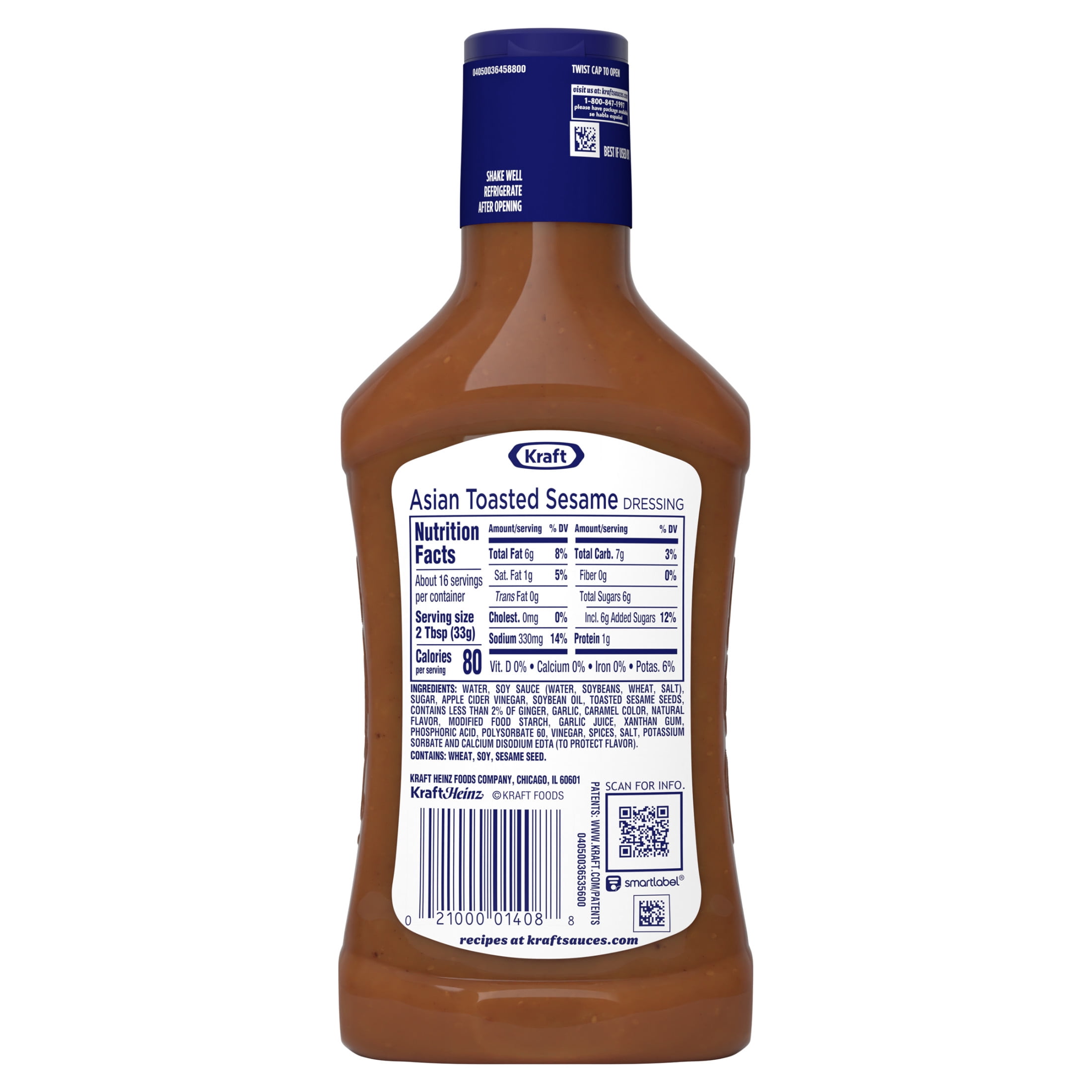 Kraft Asian Toasted Sesame Dressing, 16 fl oz Bottle
