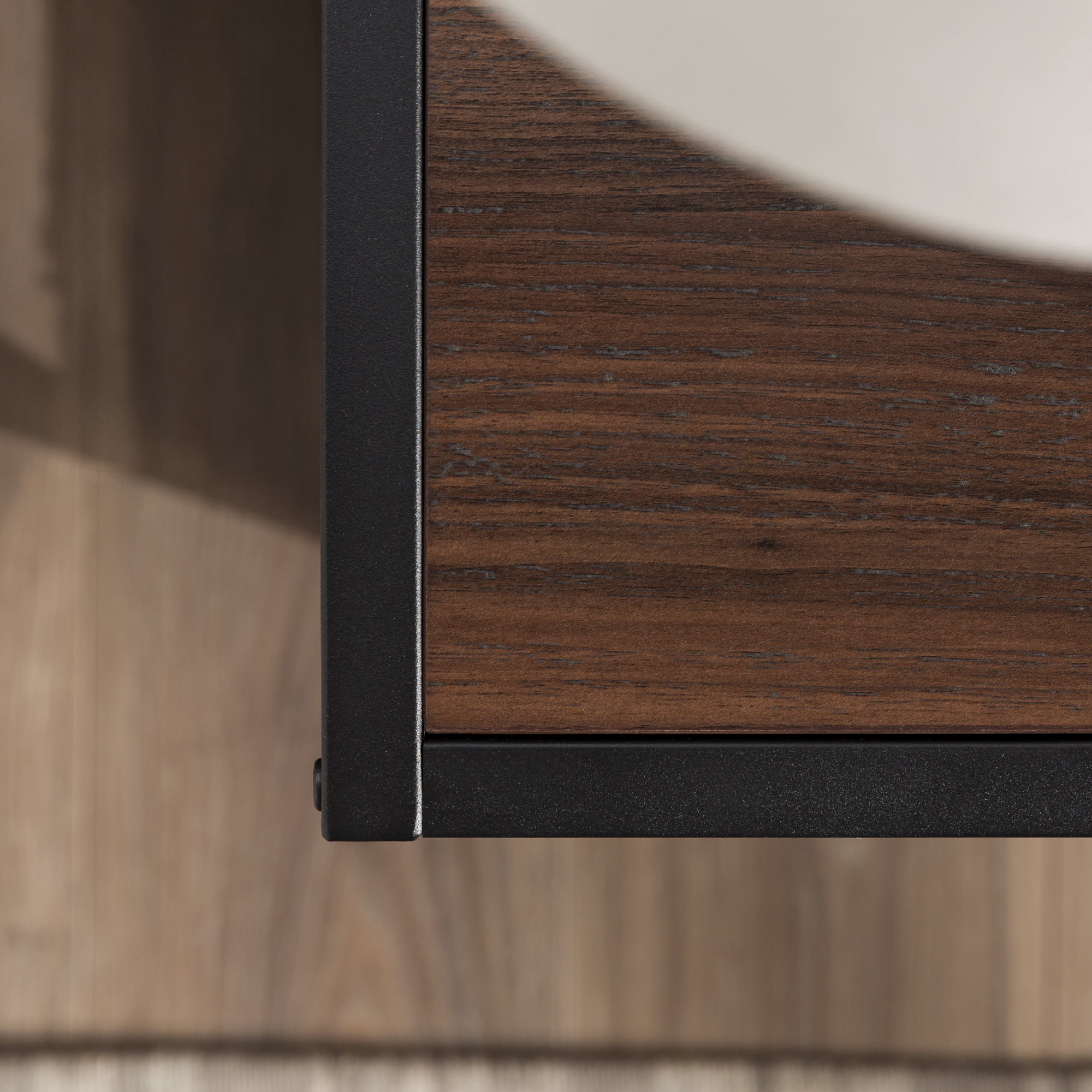 Walker Edison 40" Industrial Frisco X-frame Bookcase, Dark Walnut / Black