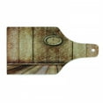 thumbnail image 1 of Victorian Cutting Board, Antique Clock on Medieval Style Wall Wooden Floor Classic Architecture Theme Art, Tempered Glass Cutting and Serving Board, Wine Bottle Shape, Beige Brown, by Ambesonne, 1 of 1