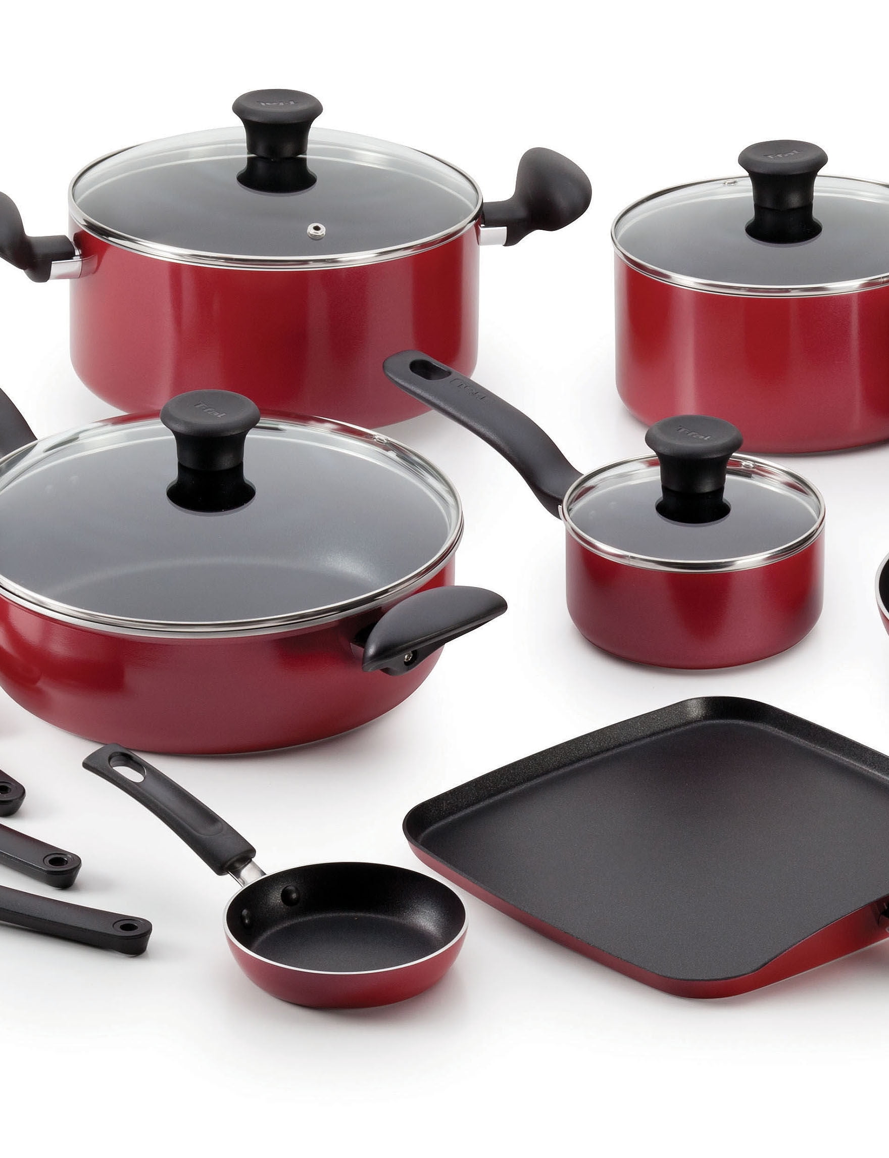 our goods Non-Stick Cookware Set - Scarlet Red - Shop Cookware Sets at H-E-B