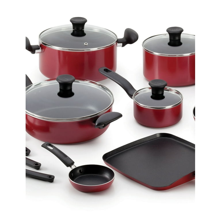 T-FAL T-fal Easy Care Non-Stick 20-Piece Cookware Set, Red B089SKDW