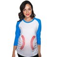 thumbnail image 1 of Maternity Raglan Baseball Laces Cute Funny Pregnancy 3/4 Length Sleeve Tee (Royal) - M, 1 of 2