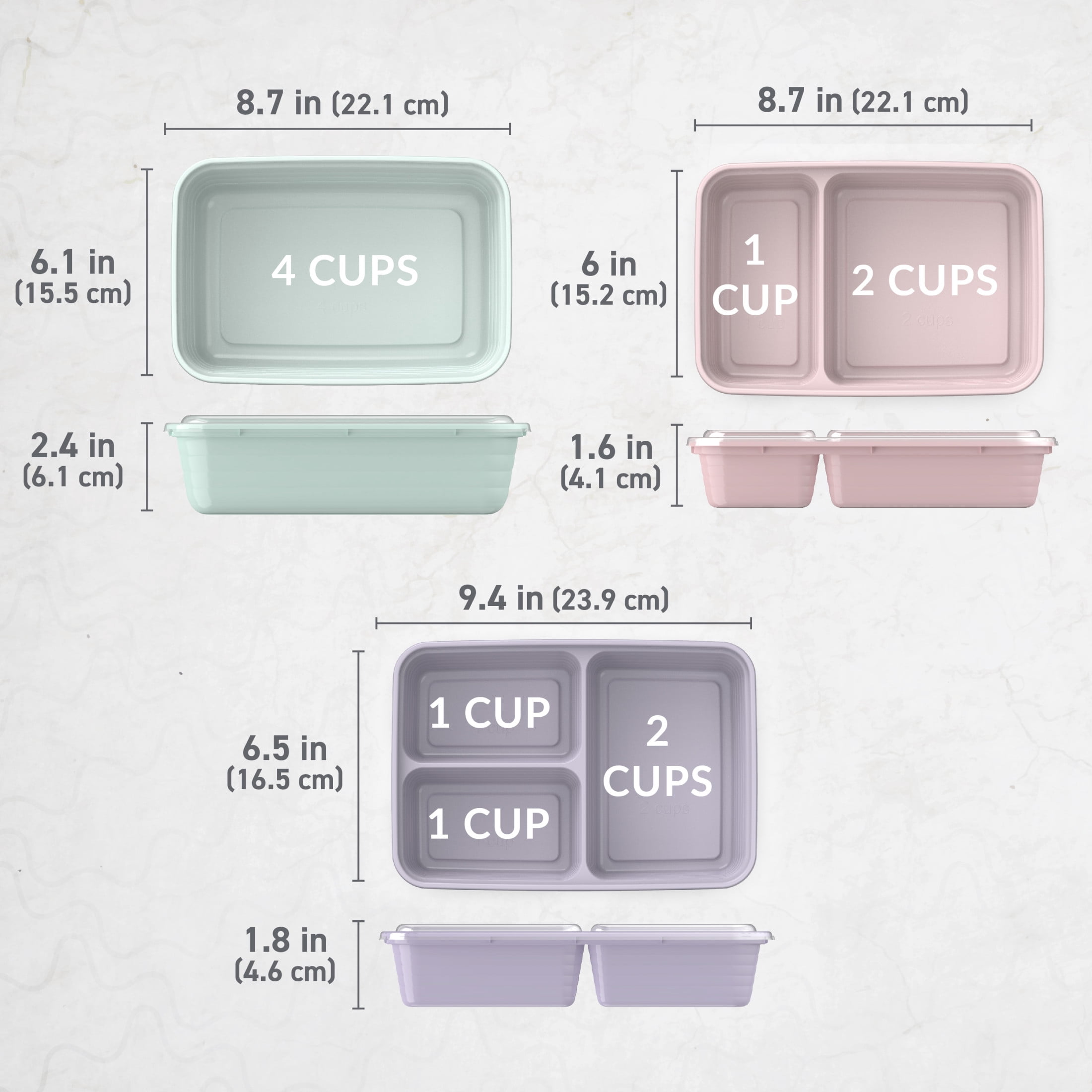 Bentgo Prep 60-Piece Meal Prep Box Floral Pastels Collection (BGPRPAK3-P)