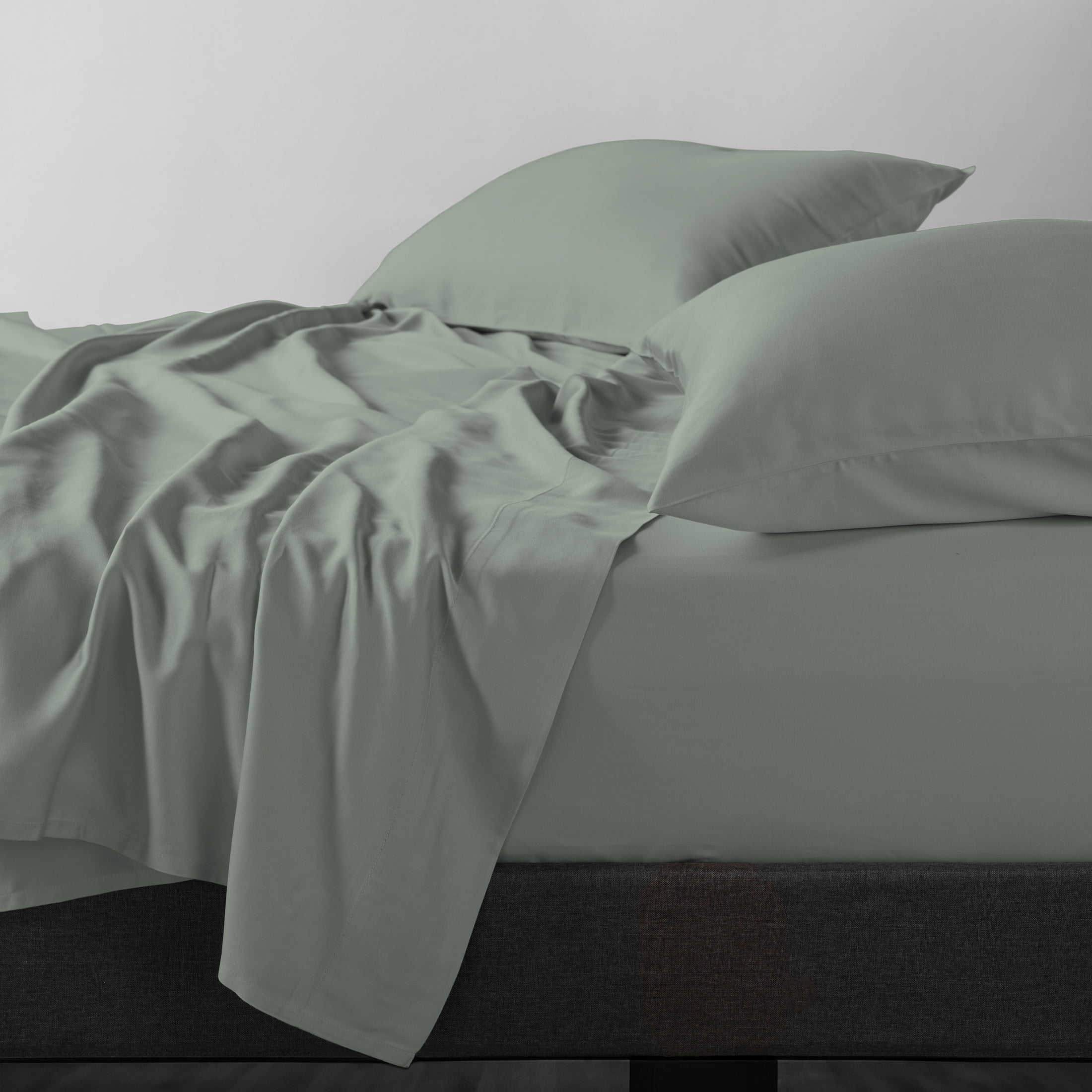 Allswell 100% TENCEL™ Lyocell Sateen King Sheet Set, 4-Piece Bed Sheets and Pillowcases, Cooling Bedding for Bed in a Bag Sets, 320 Thread Count, Smoke Grey