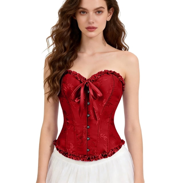Bustier Élégant pour Soirée Formelle, Corset avec devant en Dentelle et Fermeture à Trois Crochets