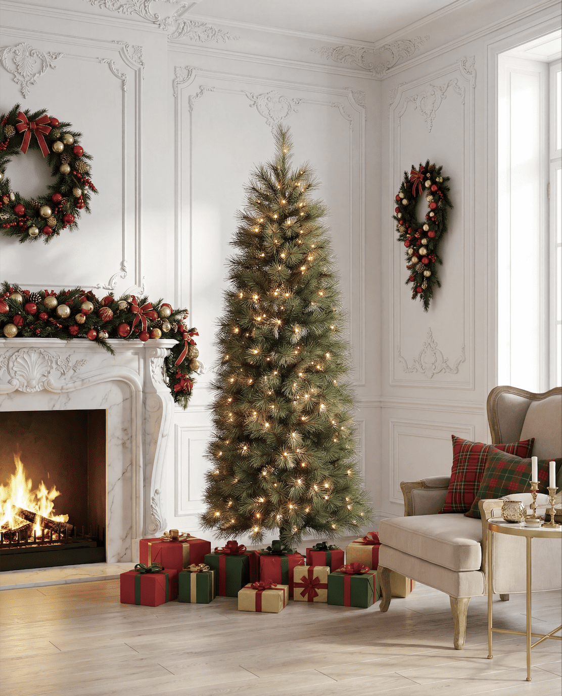 7.5FT Eastern Lakeside Slim Pine Christmas Tree Display