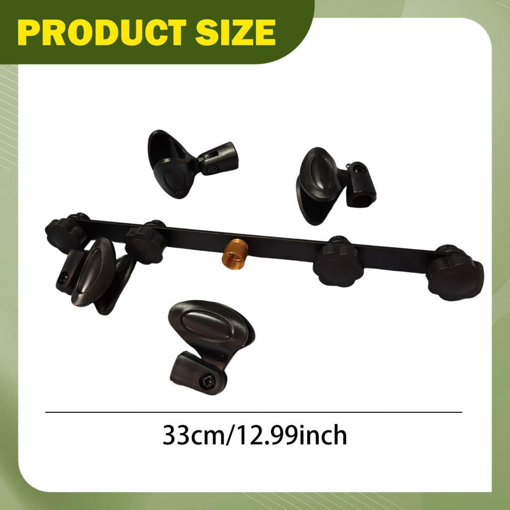 MERIGLARE Microphone Stand Mic Mount Bar Microphone Holder Bracket Multi Mic Display Stand Dynamic Microphone Organizer PP Material Suitable for Studio Performances Group Recording 4 clip