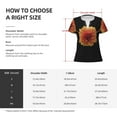thumbnail image 4 of Goofa Orange Dalia Pattern Womens Deep V Neck Low Cut Tops Casual Summer Short Sleeve Ribbed Knit T-Shirts-Small, 4 of 5