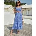 thumbnail image 3 of OYang Maternity Boho Summer Dress Ruffle Sleeveless Swing Maxi Dress Baby Shower Photoshoot Blue S, 3 of 8