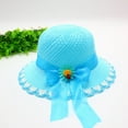 thumbnail image 2 of ZQUUVOU Straw Sun Hat for Children Large Brimmed Cute Straw Sun Hat Bow Ribbon Party Outdoor Sunshade Sun Protection Hat Light Blue, 2 of 4