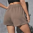 thumbnail image 4 of Paiwinds Workout Shorts, Plus Size Shorts, Women Casual Summer Elastic Waist Sports Loose Solid Short Pants, Running Stretch Shorts Brown L", 4 of 5