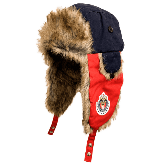Icon Sports Chivas Trapper Hat, Navy Red Faux Fur, 100% Cotton, OSFM