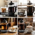 thumbnail image 4 of OVENTE French Press Coffee Maker 34 Ounce with Heat Resistant Borosilicate Glass & Stainless Steel 4-Level Filtration System, Portable Cold Brew Coffee Maker for Travel, Camping or Gift, Black FPT34B, 4 of 8