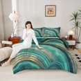 thumbnail image 4 of Homewish Boys Girls Abstract Gradient Marble Bedding Comforter Set 2pcs,Marbling Watercolor Twin Comforter Sets Microfiber,Gold Metallic Stone Pattern Breathable Bedding Set, 4 of 8