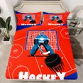 thumbnail image 2 of Homewish Teens Boys Sport Ice Hockey 3pcs Twin Sheet Sets,Ball Game Twin Fitted Sheet,Blue Red Breathable Flat Sheet,Breathable Home Decor, 2 of 7
