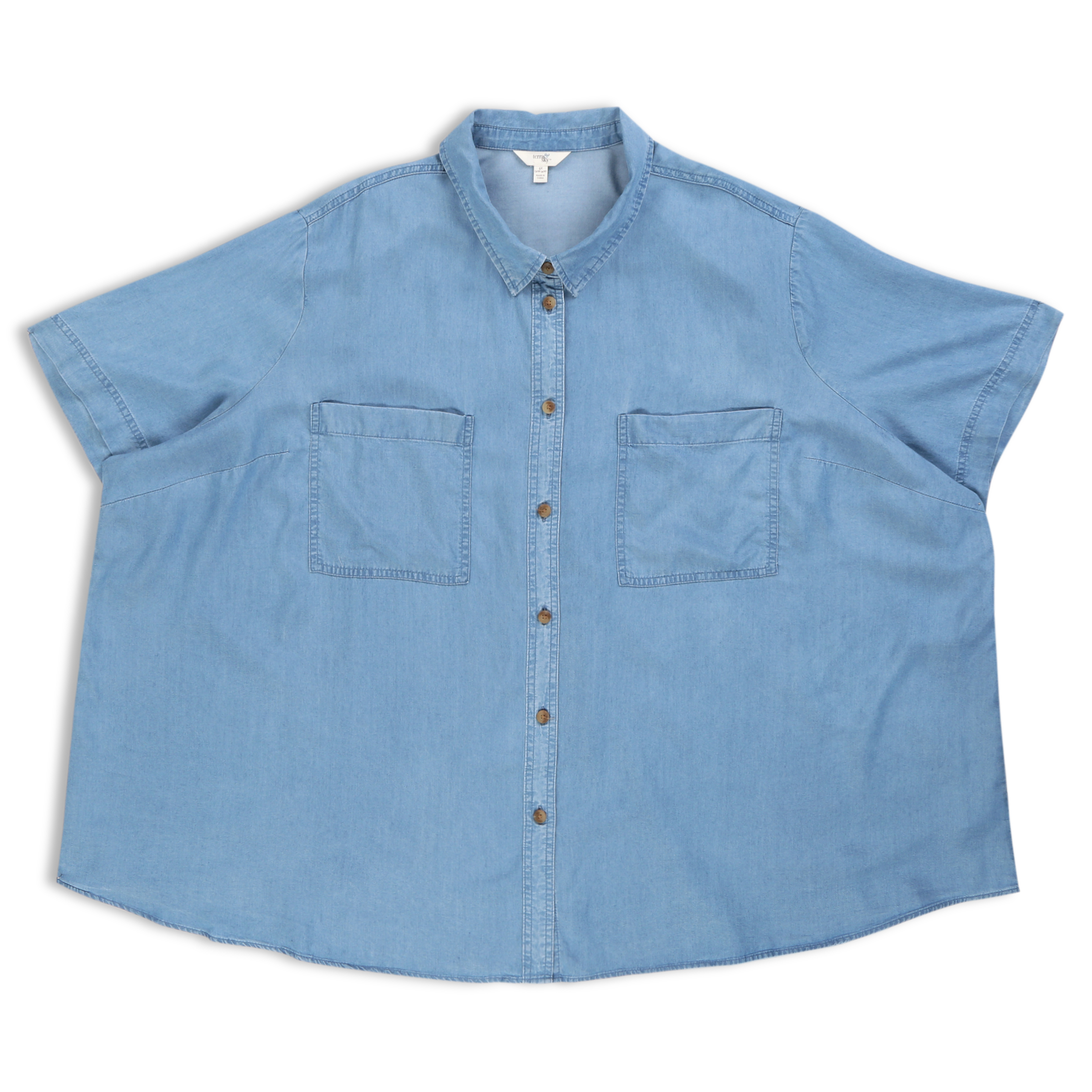 Terra & Sky Women's Plus Size Button Front Camp Shirt