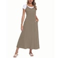 thumbnail image 4 of Asklazy Women's Casual Flowy Maxi Dress,V Neck Adjustable Spaghetti Strap Long Dress with Pockets,US Size,Light Coffee,M, 4 of 9