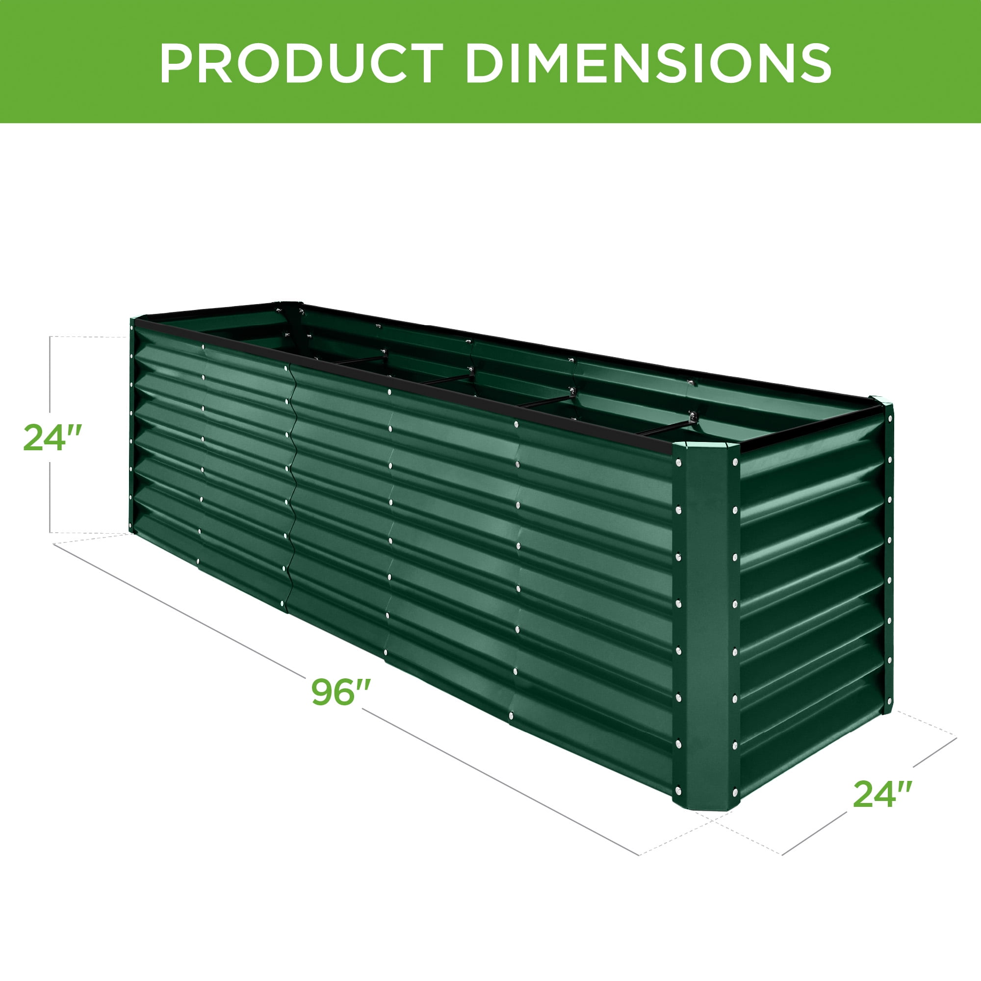 Best Choice Products 8x2x2FT Large Outdoor Planting Box for Backyard Vegetables, Herbs, Flowers, Greenery - Dark Green