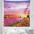 thumbnail image 1 of Nature Tapestry, Tulip Fields and Windmills in European Landscape with a Sunset Sky View, Fabric Wall Hanging Decor for Bedroom Living Room Dorm, 5 Sizes, Orange Pink Purple, by Ambesonne, 1 of 1
