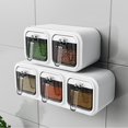 thumbnail image 3 of Wall Mounted Spice Box Set, Multi Grid Design, Self Adhesive, Sealed, Space Saving, Transparent, Kitchen Seasoning Organizer, 3 of 7
