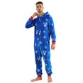 thumbnail image 3 of Matching Christmas Pajamas for Family Cute Reindeer Print One-piece Pajamas Xmas Hooded Sleepwear Nightwear, 3 of 6