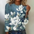 thumbnail image 2 of BangWanChi Long SLeeve Shirts for Women Dressy Fashionable Women's Printed Round Neck Pullover Long Sleeved Casual Top, 2 of 4