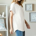 thumbnail image 5 of VERUGU Womens Tops Short Sleeve V-Neck Shirts Summer Trendy Knitted Solid Loungewear Base Tee Casual Plain Loose Comfy Tunic Blouses White M, 5 of 8