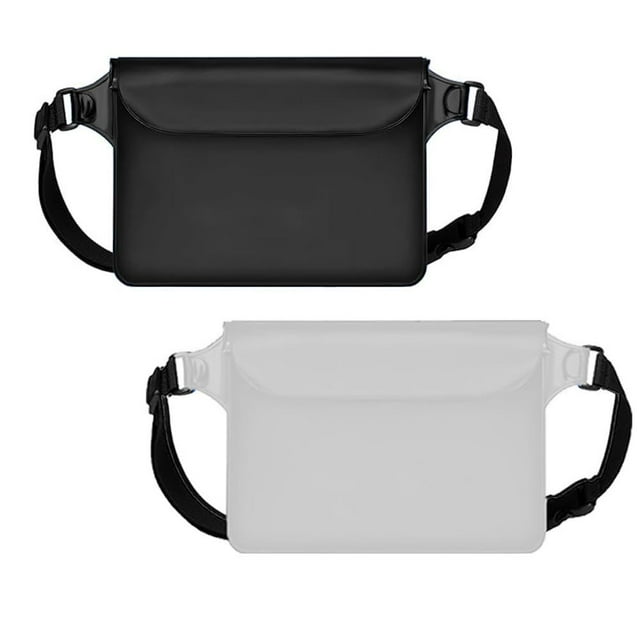 LEEYNEER 2-Pack Waterproof Bag with Adjustable Waistband and Touch Sensitive Screen Keeping Your Phone and Valuables Dry Perfect for Drifting Swimming Kayaking Rowing Fishing (Black