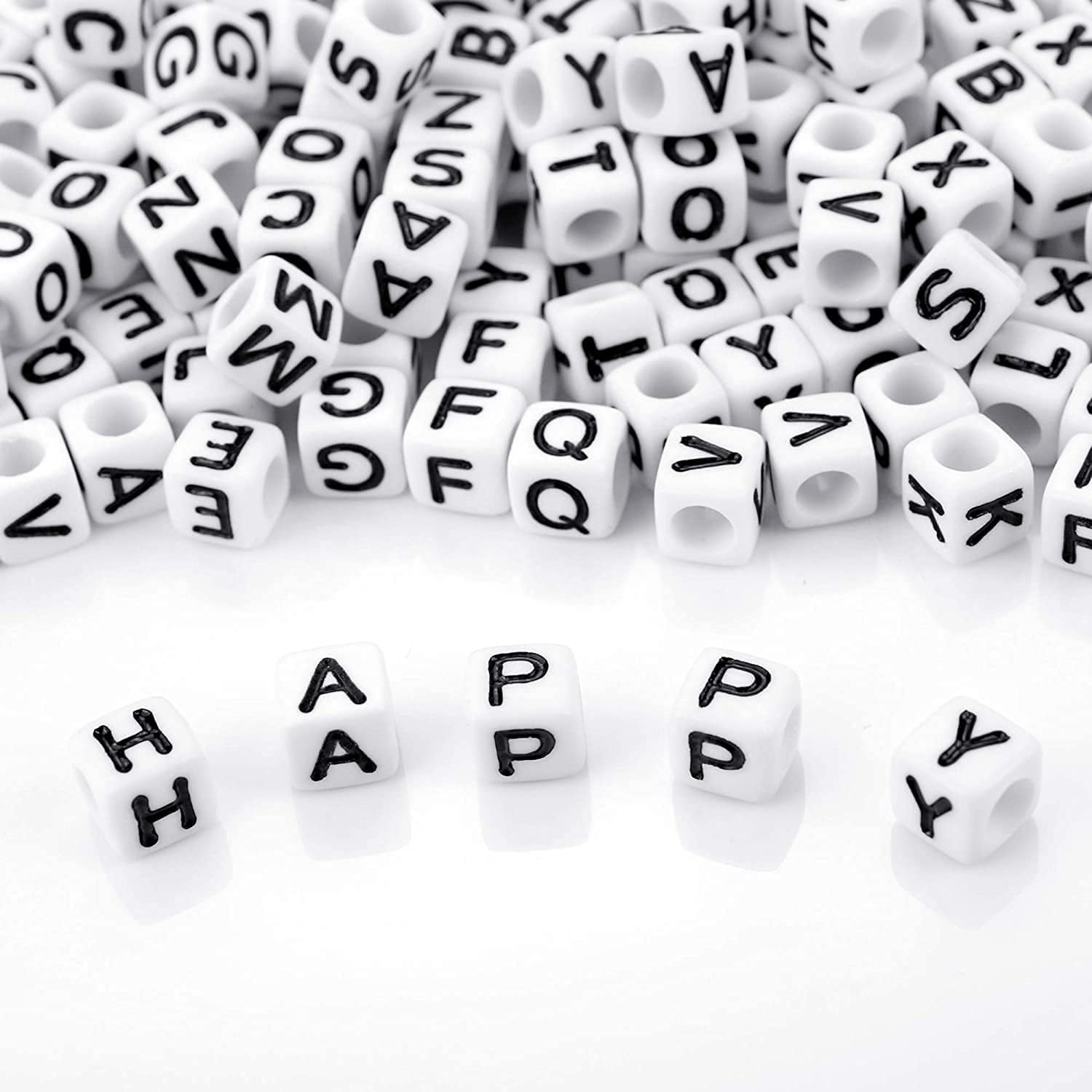 Letter Beads, 1200PCS Square Letter Beads for Bracelets Making Jewely DIY Necklace Bracelet(6 mm)