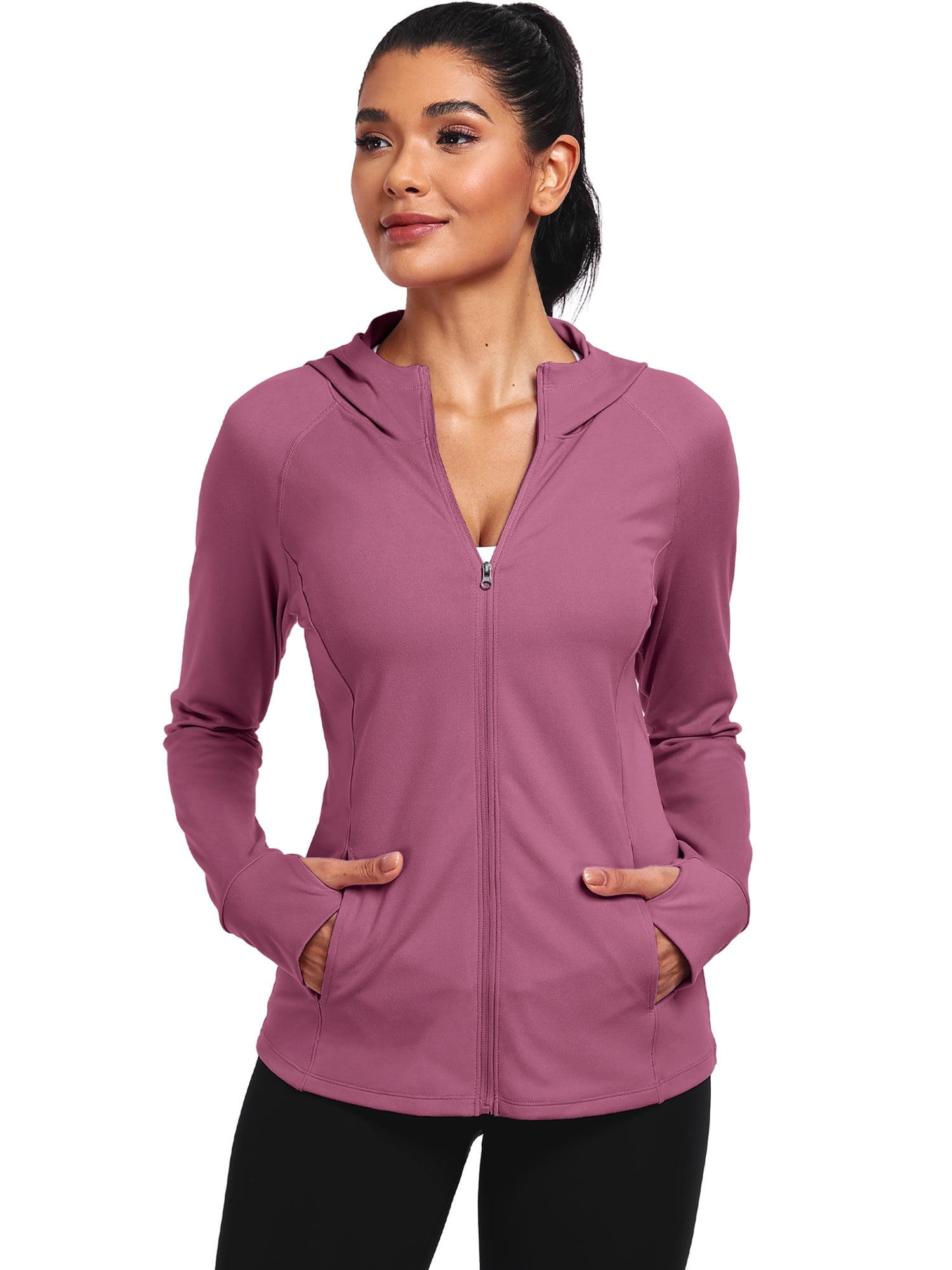 adidas Girls Long Sleeve Full Zip Track Jacket, Black/Pink