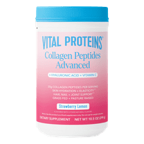 Vital Proteins Grass Fed Collagen Peptides Advanced Powder Supplement, with Hyaluronic Acid   Vitamin C, Strawberry Lemon Flavor, 10.5oz