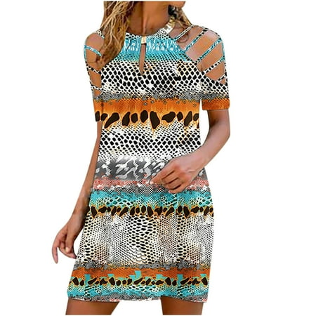 

Long Sleeve Dress for Women Sweater Dress Women Sexy Fashion Short Sleeve Printed Off Shoulder Metal Halter Dress Summer Dresses Womens Tops Dressy Casual on Clearance Green L
