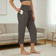 thumbnail image 2 of Diufon Yoga Pants for Women Casual Side Slit High Waist Wide Leg Capris with Pockets Soft Lightweight Loungewear, 2 of 9