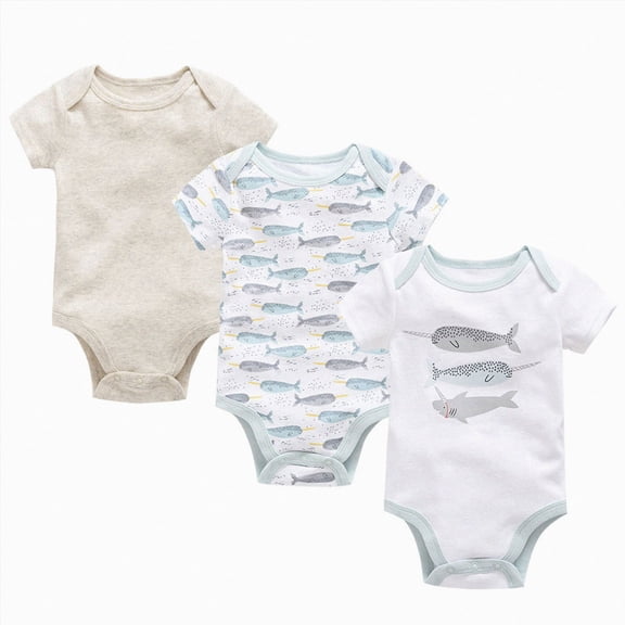 Baby Onesies Boy Baby Bodysuit Boy Girl Clothes Soft Newborn Infant Outfit Short Sleeve Romper 3-Pack