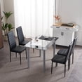 thumbnail image 2 of Modern White PVC Leather Dining Chairs of Set 4, High-Back Padded Side Chairs with Gray Metal Legs, Set for Kitchen & Breakfast Nook,Black, 2 of 8