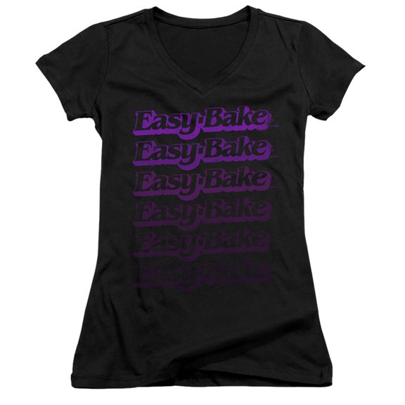 Easy Bake Oven Faded Junior Women's V-Neck T-Shirt Black