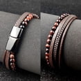 thumbnail image 5 of Charm Men Bracelet Rope Stainless Steel Magnetic Natural Stone Leather Beaded Braclet Volcanic Stone bracelet bangles Chain Gift, 5 of 6