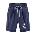 thumbnail image 2 of ICHUANYI Clearance Fashion Women Short Printed Tight High Waist Pocket Elasticity Sports Half Shorts Pants(Navy, XXL) ICHUANYI WER2023081006552, 2 of 6
