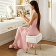 thumbnail image 5 of Greenstell Footstools Ottoman Bench with Storage, 15.5”L x 11.6”W x 19.2”H Vanity Faux Fur Padded Stool with Coffee Table Padded Seat and Adjustable Feet for Makeup Bedroom Entryway, White, 5 of 9