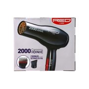 RED by Kiss 2000W Ceramic Ionic Hair Dryer – Anti-Frizz Blow Dryer with 3 Heat/Speed Settings, Lightweight Compact Design, 2 Bonus Detangler Piks for All Hair Types
