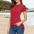 thumbnail image 2 of Breezora Essential Stretch Cotton Tee Women's Classic Crew Neck Short Sleeve Casual Top M Size Red, 2 of 6
